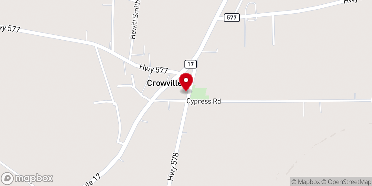 Map showing location of First Baptist Church-Crowville