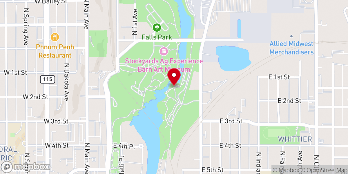 Map showing location of Falls Park