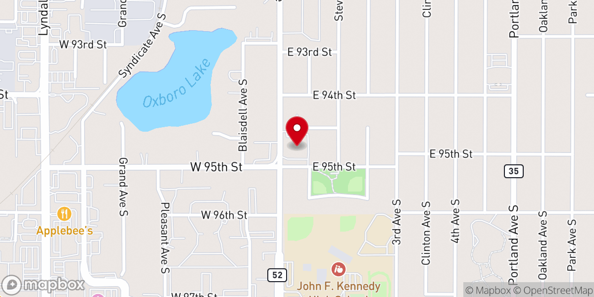Map showing location of Oxboro Evangelical Free Church