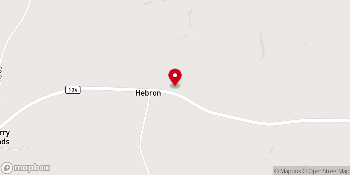 Map showing location of Hebron Baptist Church