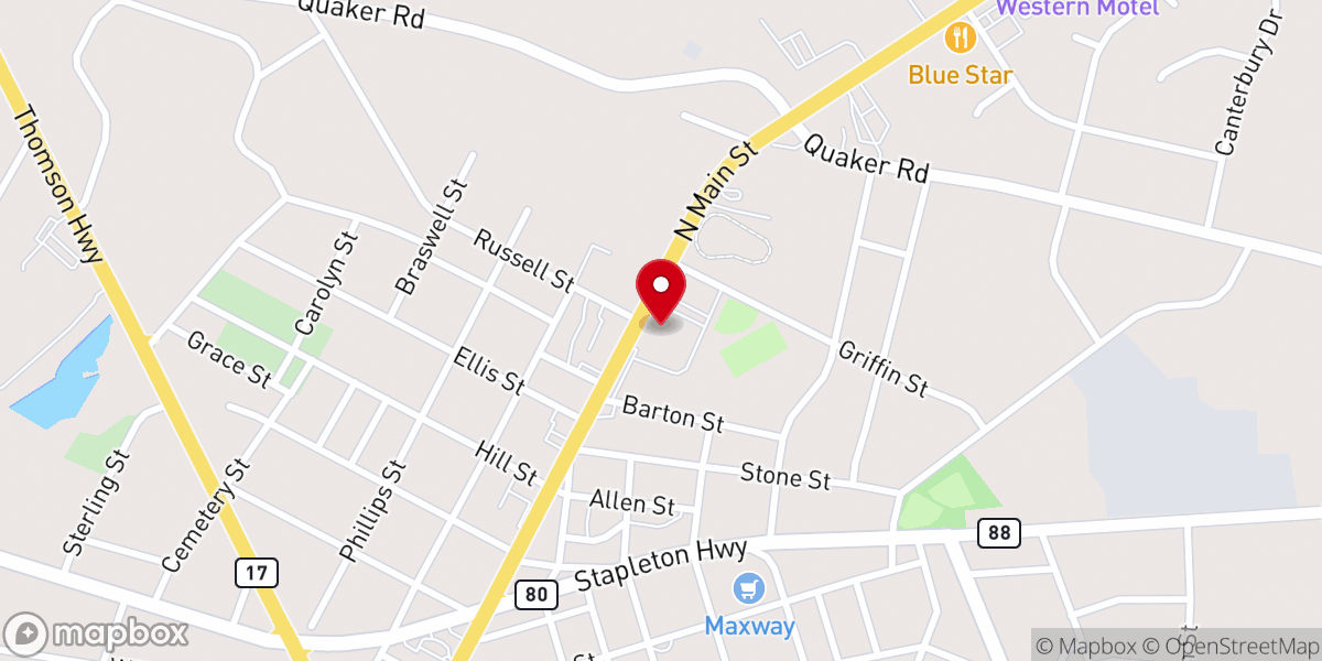 Map showing location of Wrens Baptist Church