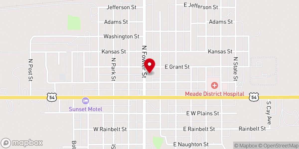 Map showing location of Meade County Building