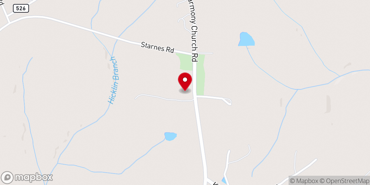 Map showing location of Harmony Baptist Church
