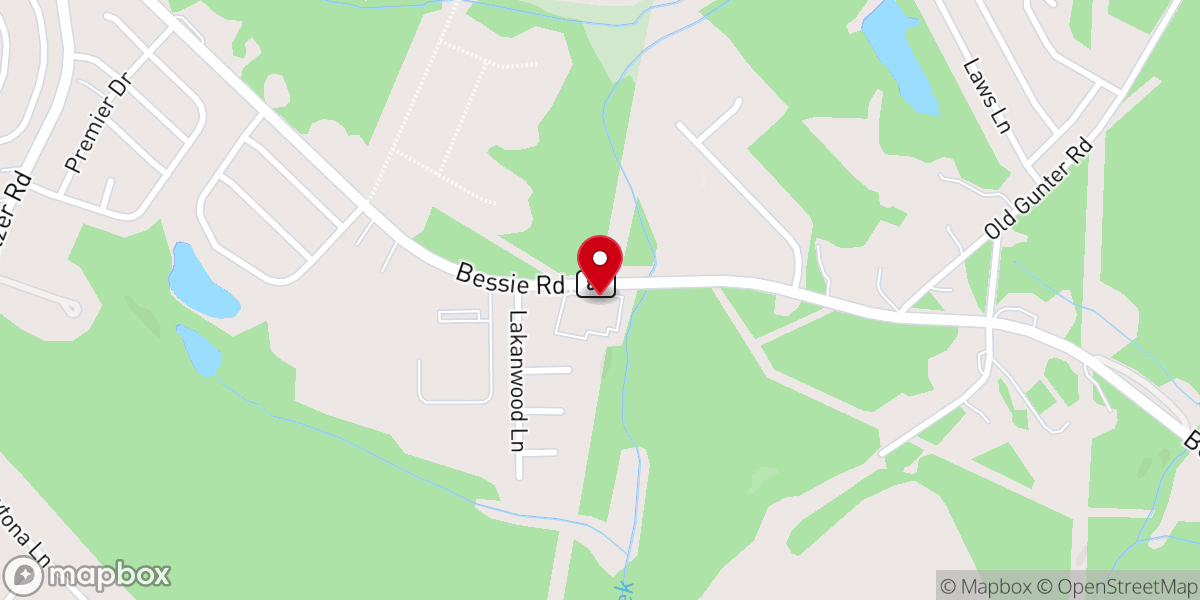 Map showing location of Bessie Road Baptist Church