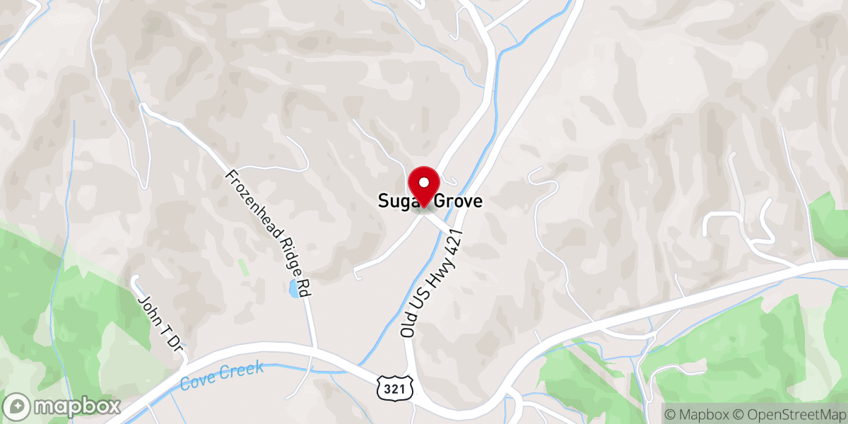 Map showing location of Sugar Grove
