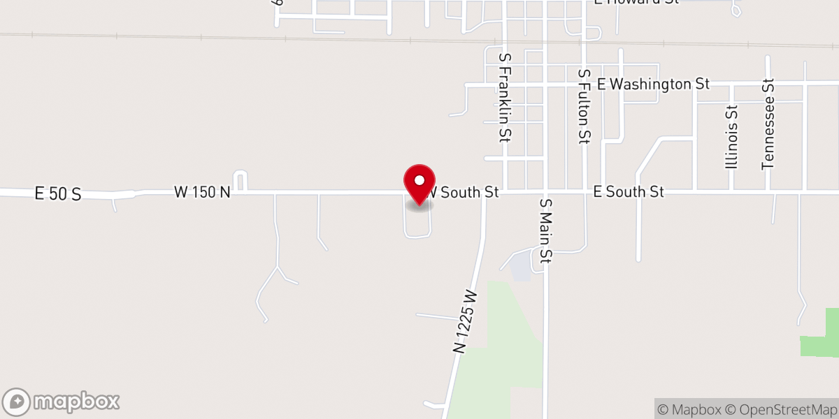 Map showing location of Parker City Christ Fellowship