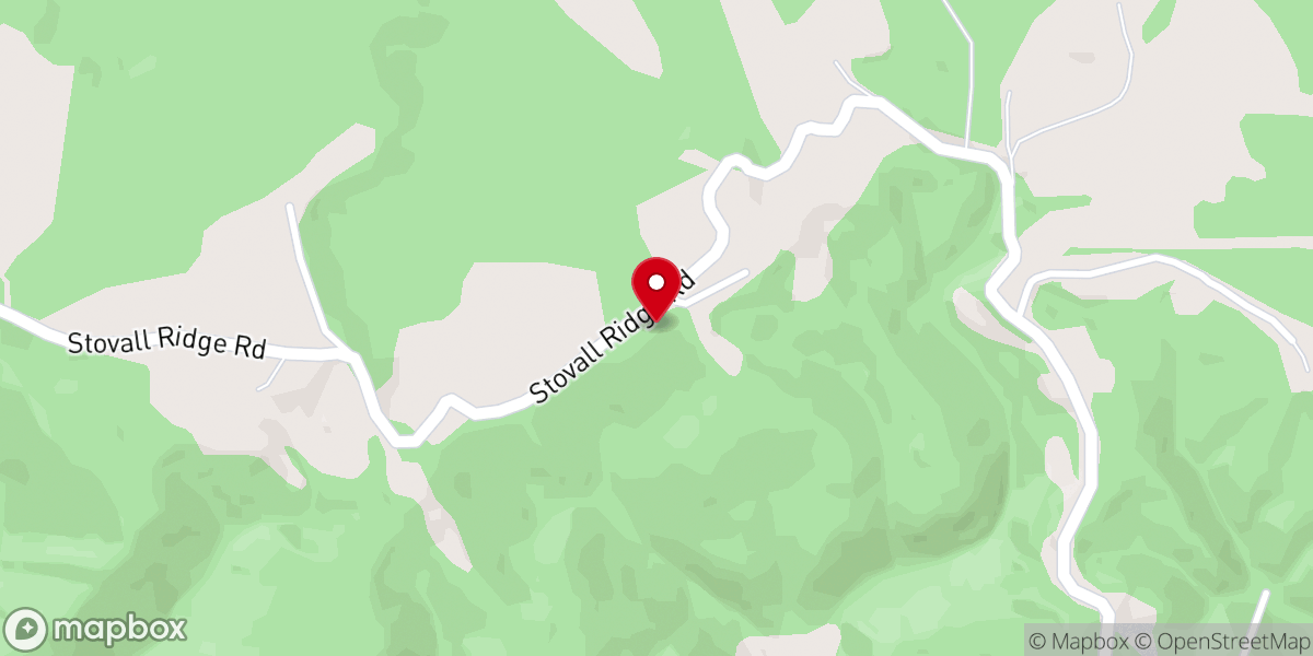 Map showing location of Stovall Ridge Church