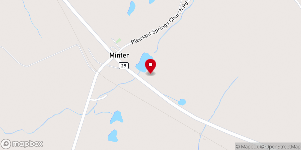 Map showing location of Pine Level Church
