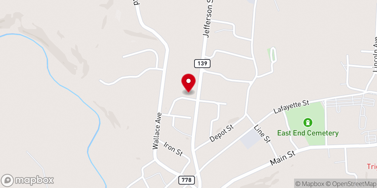 Map showing location of Bloomfield Baptist Church