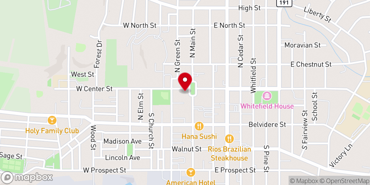 Map showing location of Nazareth Moravian Church
