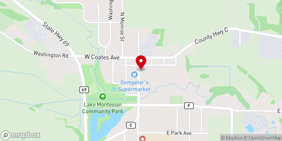 Map showing location of Monticello WI