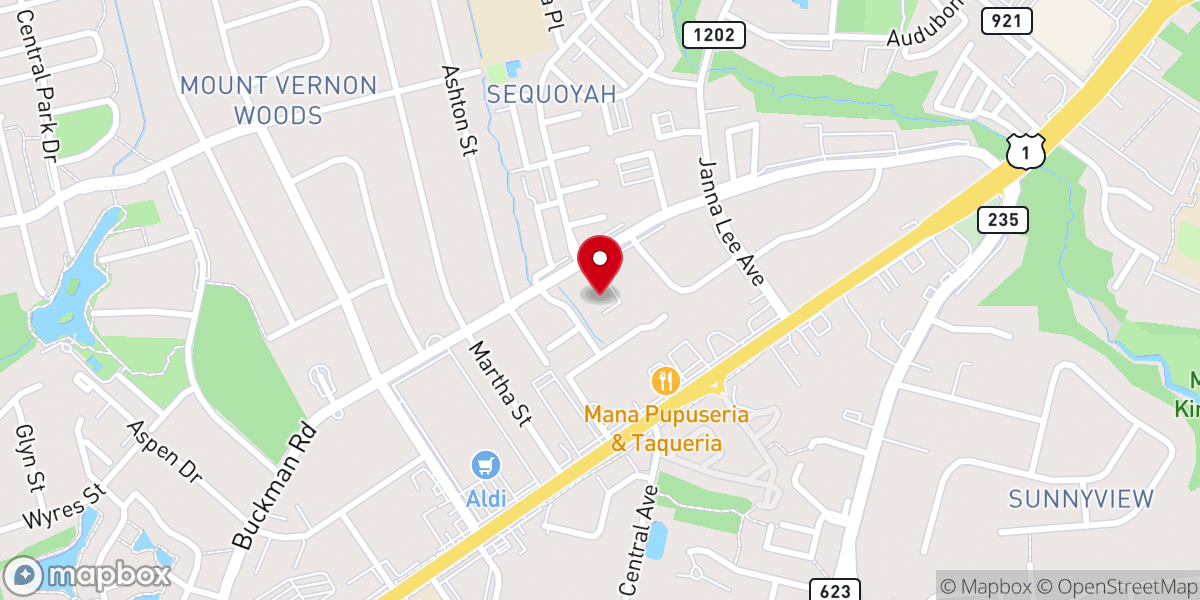 Map showing location of Emmanuel Baptist Church