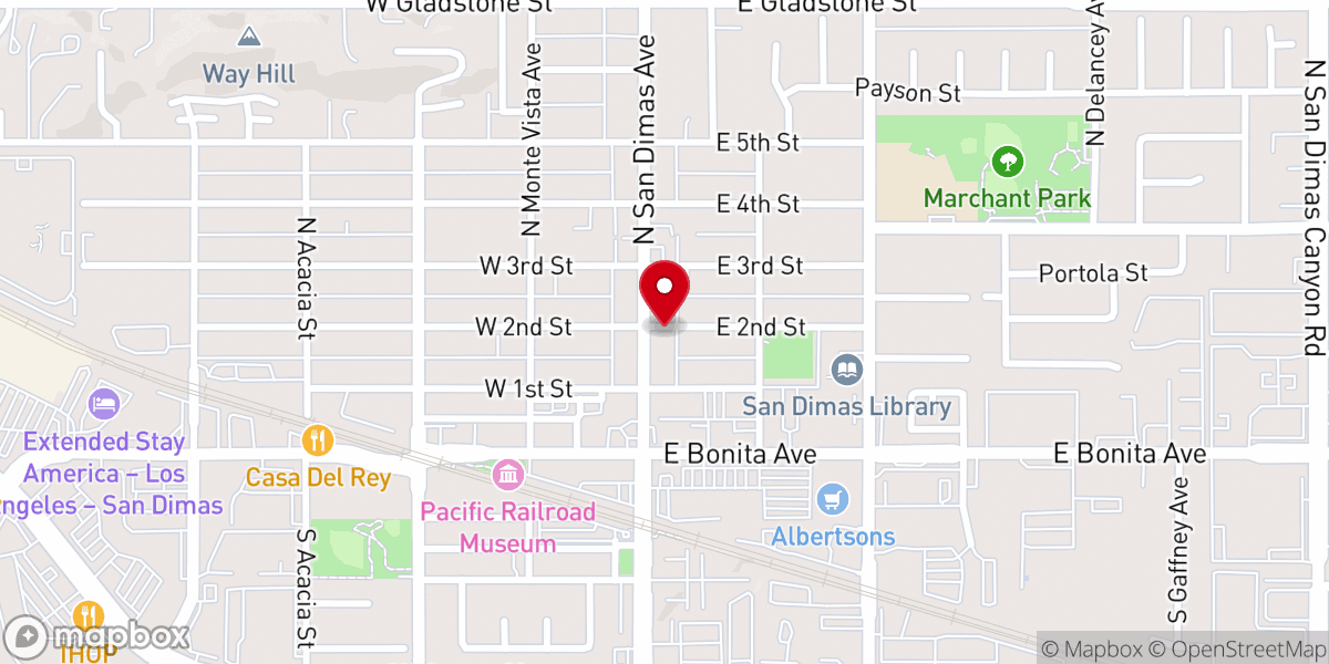 Map showing location of First Baptist Church of San Dimas