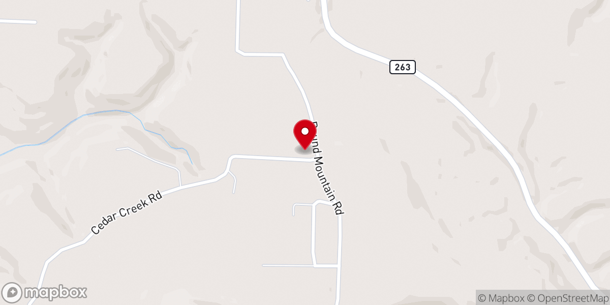 Map showing location of Round Mountain Community Church