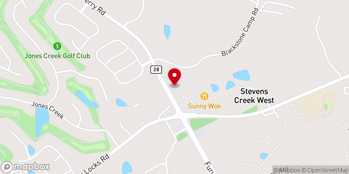 Map showing location of Gospel Water Branch Baptist Church