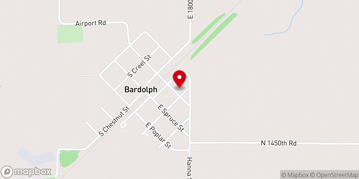 Map showing location of Bardolph Presbyterian Church