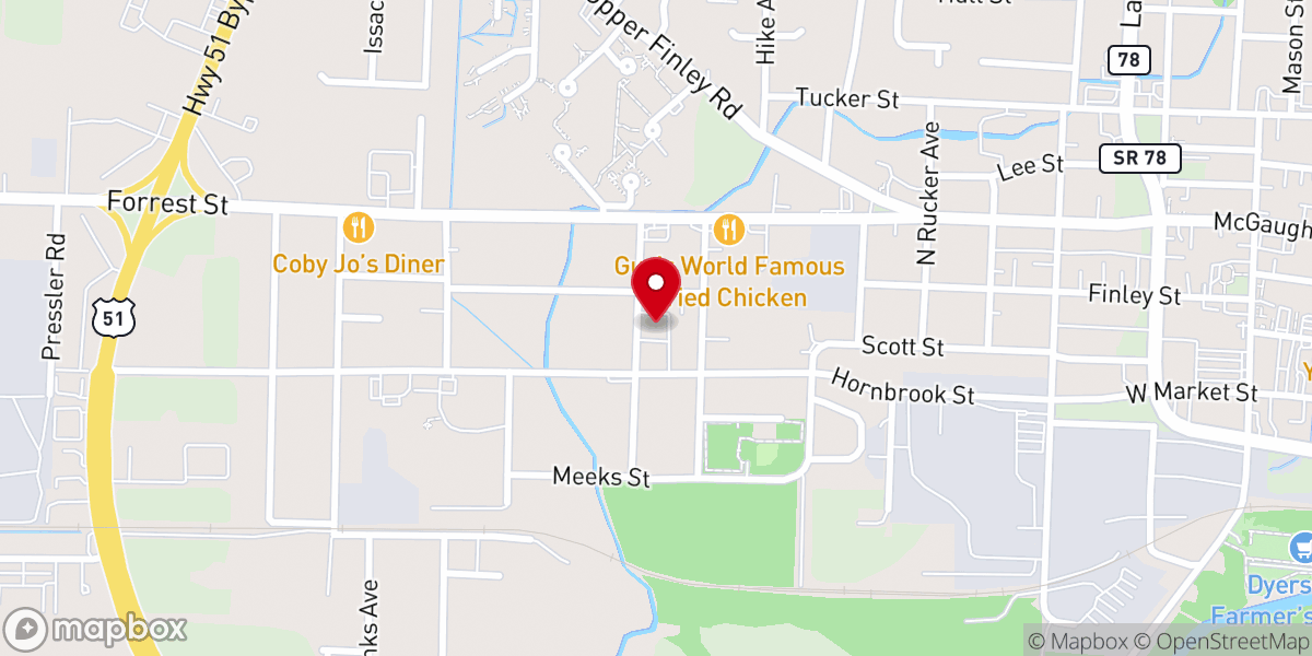 Map showing location of Pilgrim Rest Missionary Baptist Church