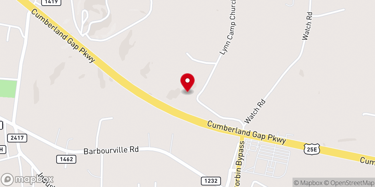 Map showing location of Line Creek Baptist Church