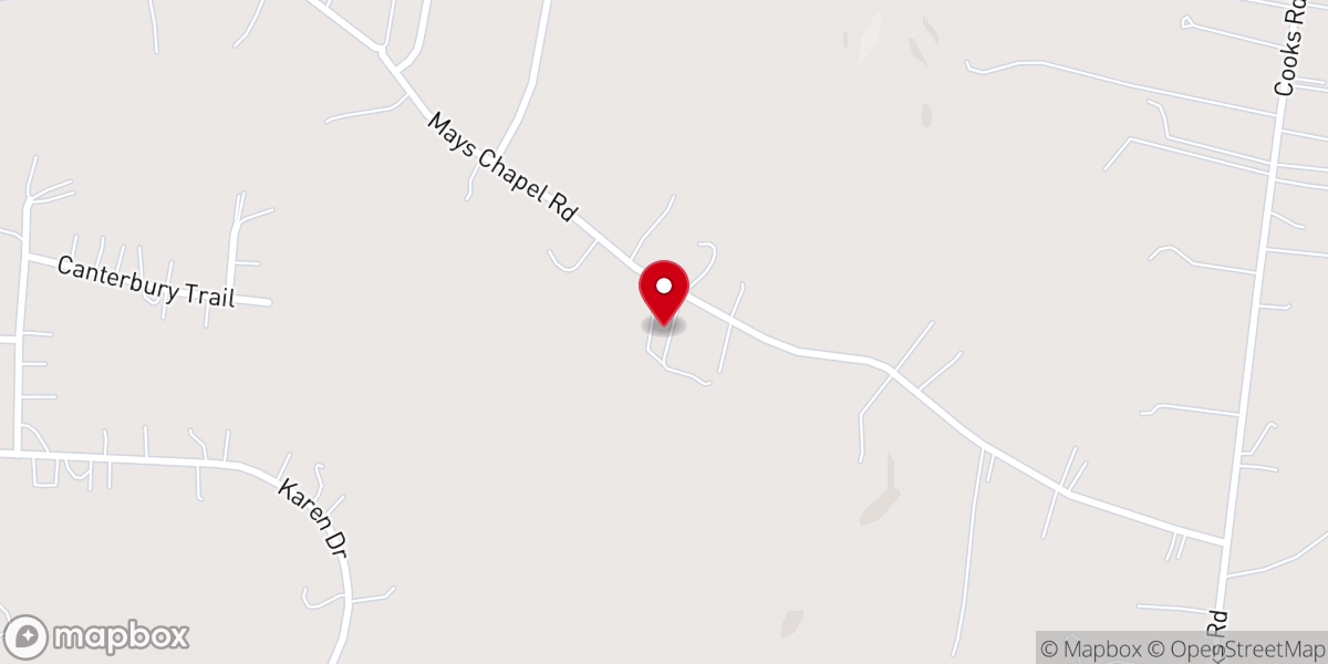 Map showing location of Mays Chapel Baptist Church
