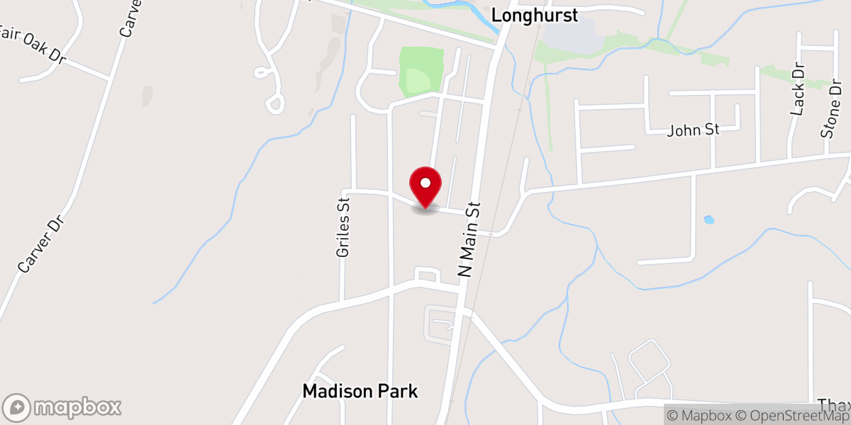 Map showing location of North Roxboro Baptist Church