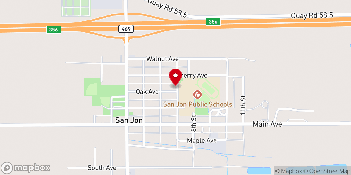 Map showing location of First Baptist Church of San Jon