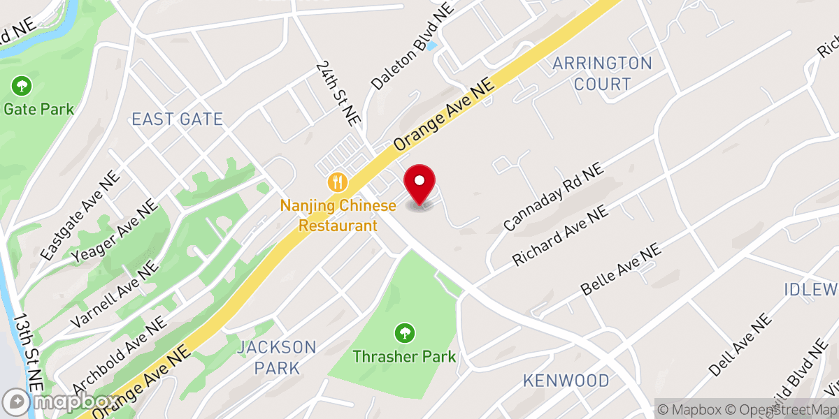 Map showing location of Free Will Baptist Church of Roanoke