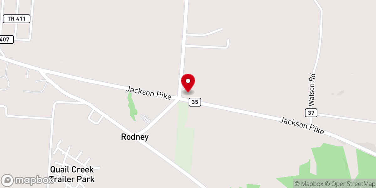Map showing location of Rodney Pike Church of God