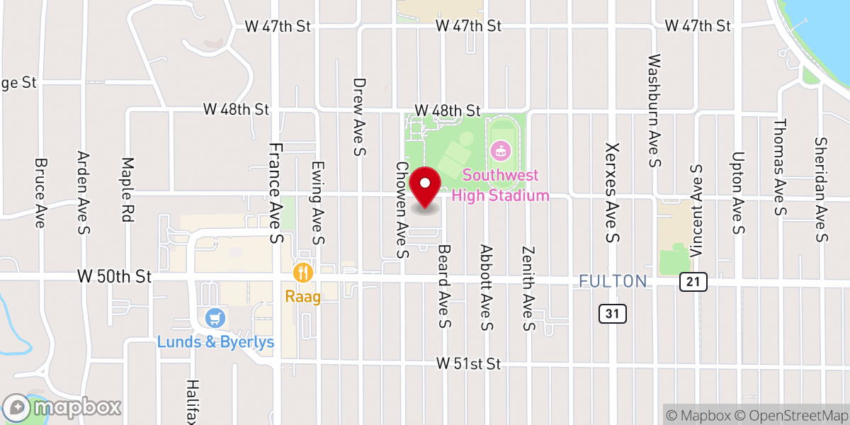 Map showing location of Lake Harriet United Methodist Church