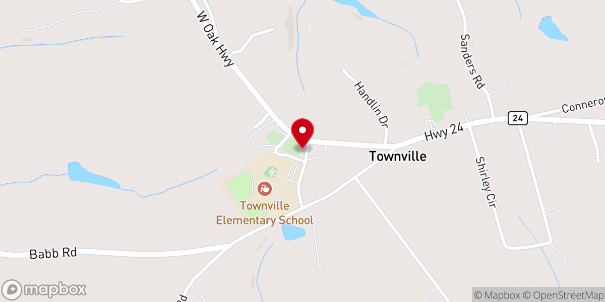 Map showing location of Townville Presbyterian Church