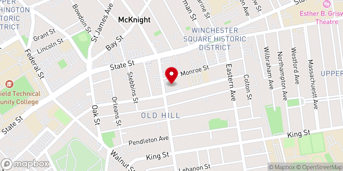 Map showing location of St. John's Congregational Church