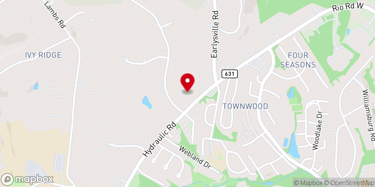 Map showing location of Albemarle Baptist Chruch