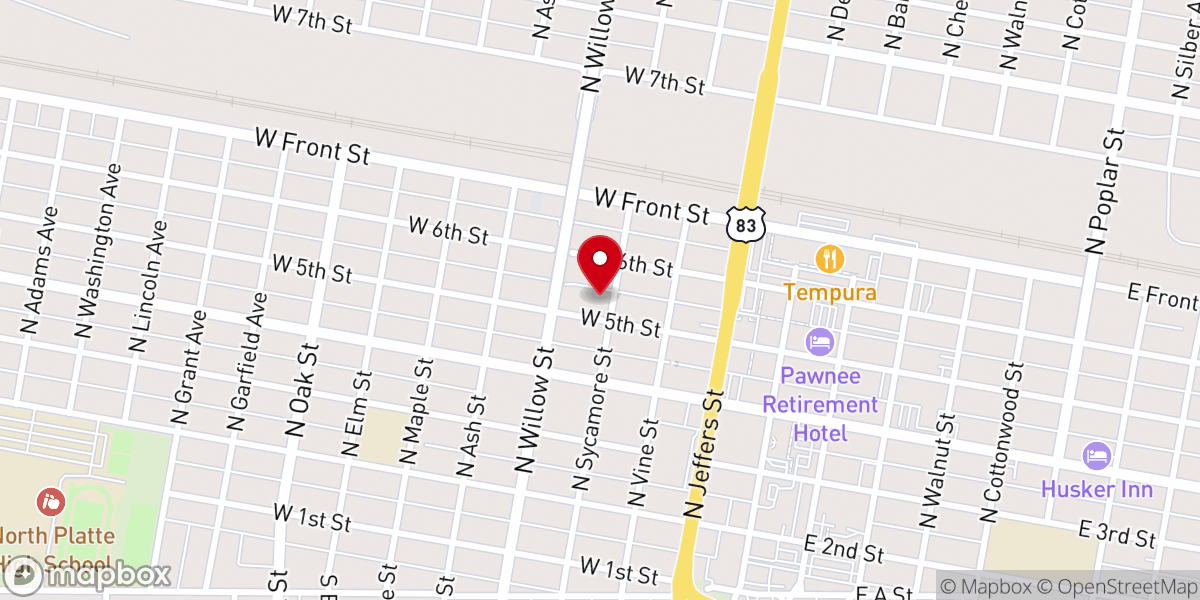Map showing location of First Evangelical Lutheran Church