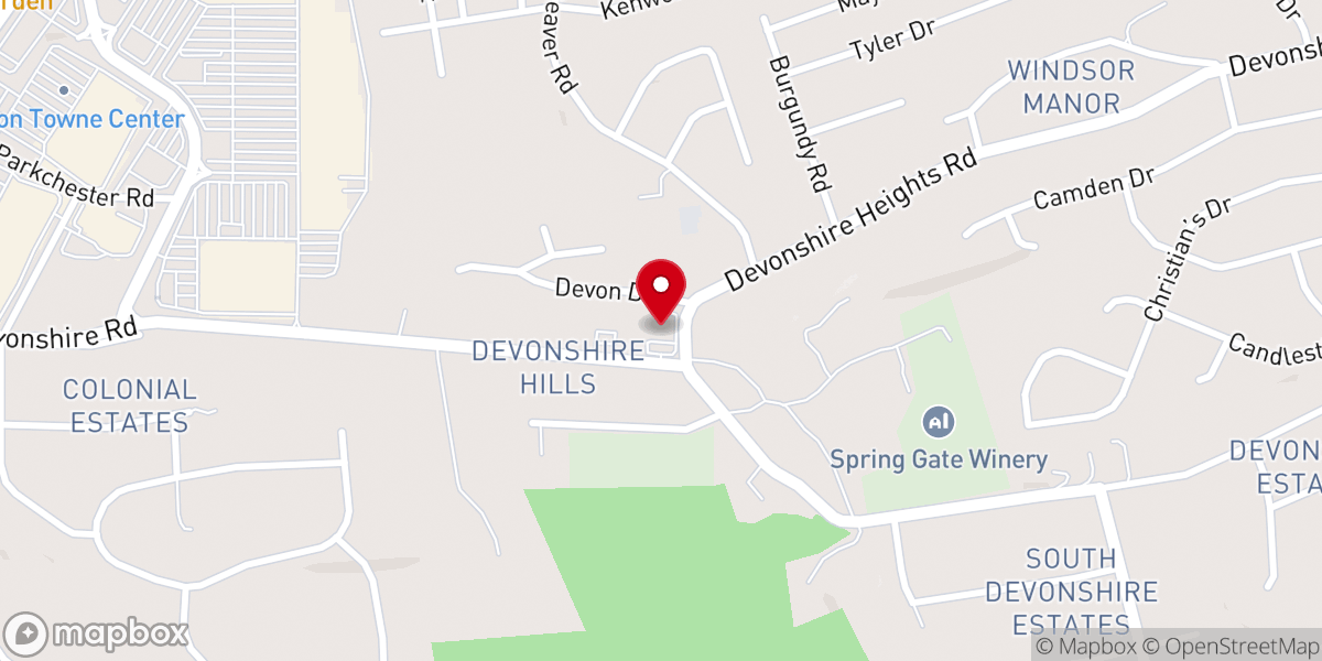 Map showing location of Devonshire Church