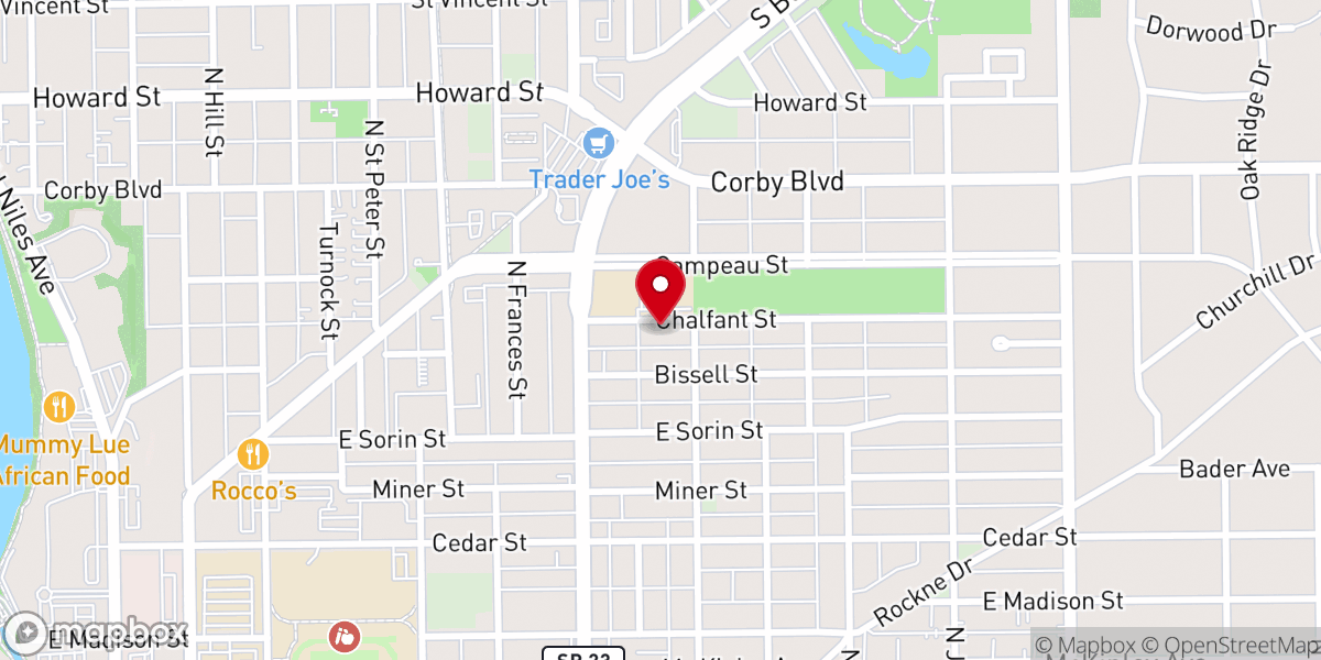 Map showing location of Michiana Youth Ministries Inc