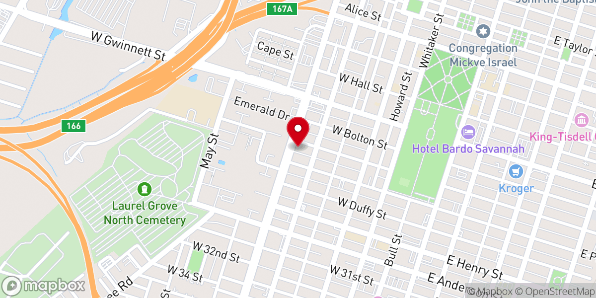 Map showing location of Mount Zion Baptist church