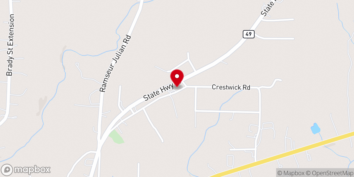 Map showing location of Oakland Baptist Church
