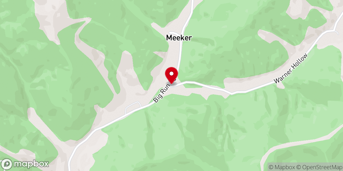 Map showing location of Big Run Church