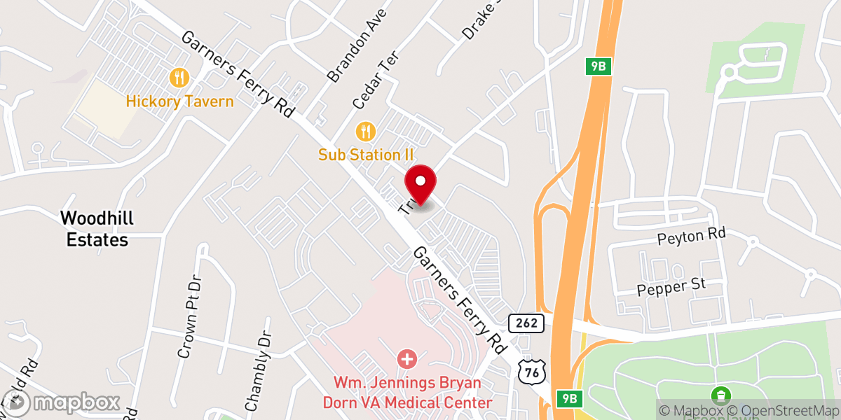 Map showing location of Greenlawn Baptist Church