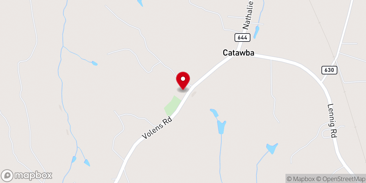 Map showing location of Catawba Baptist Church