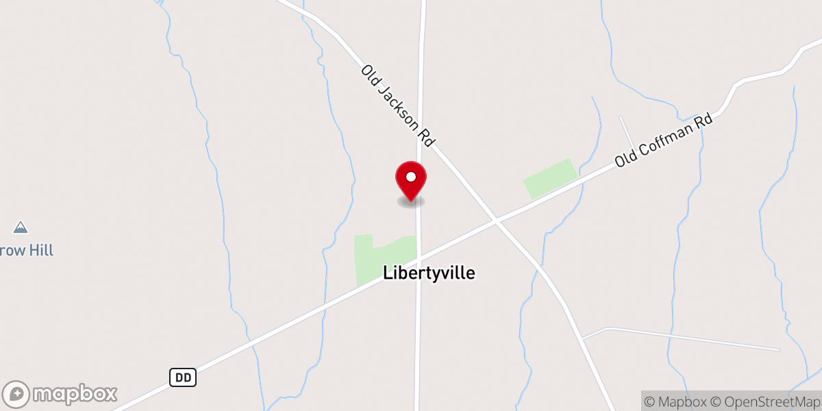 Map showing location of Libertyville Christian Church