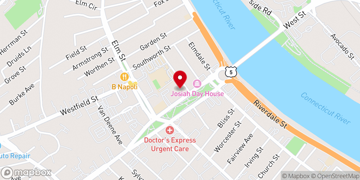 Map showing location of First Church, United Church of Christ