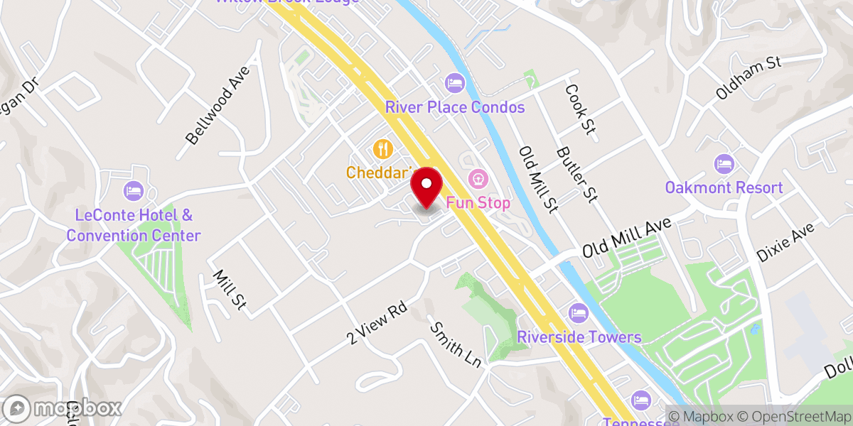 Map showing location of First Baptist Church Pigeon Forge