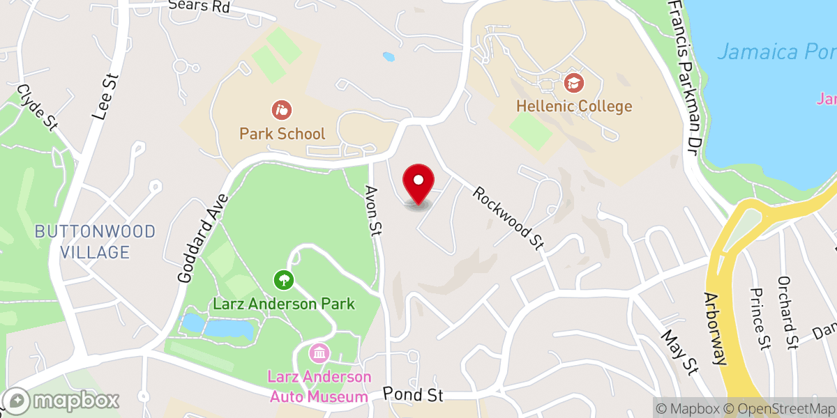 Map showing location of Cathedral Brookline Center Function Hall