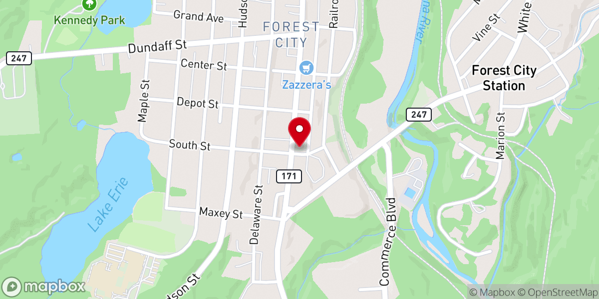 Map showing location of Forest City Chevrolet