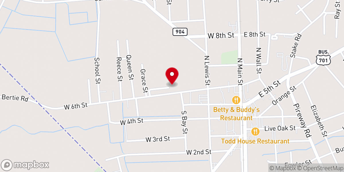 Map showing location of First Baptist Church