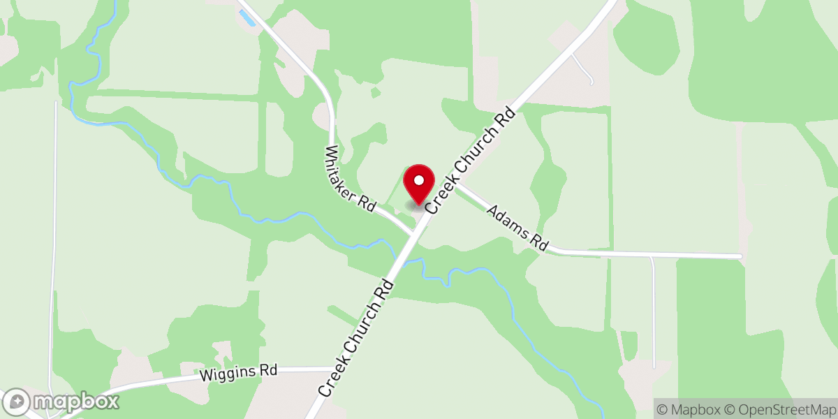 Map showing location of Rocky Creek United Methodist Church