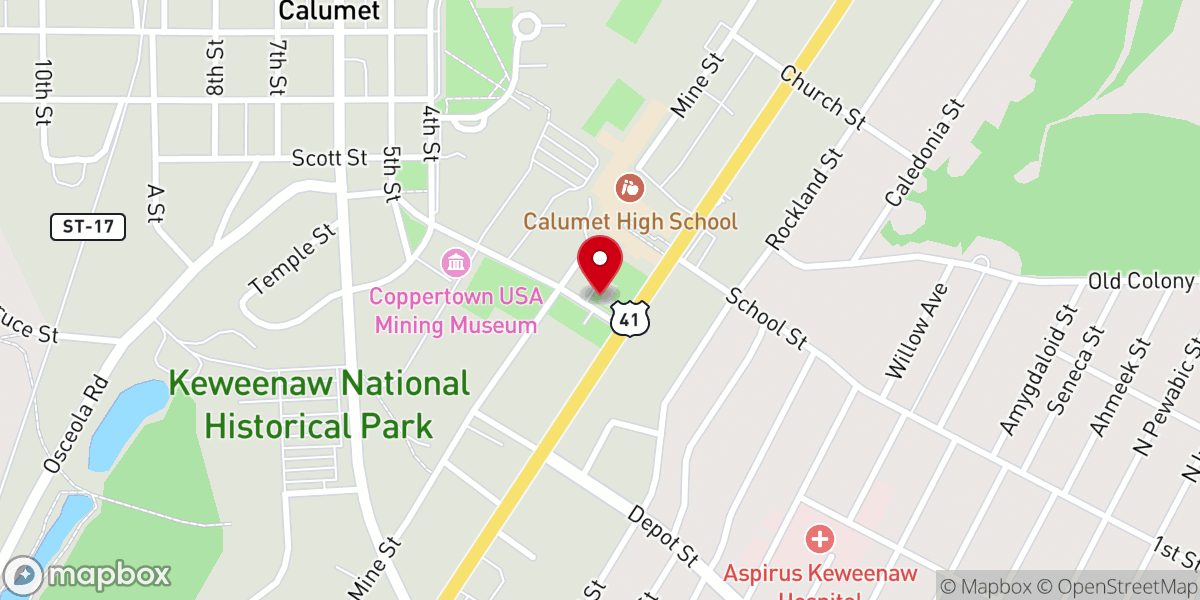 Map showing location of Keweenaw National Historical Park