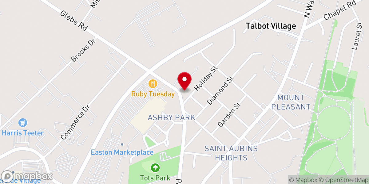Map showing location of Church of Nazarene