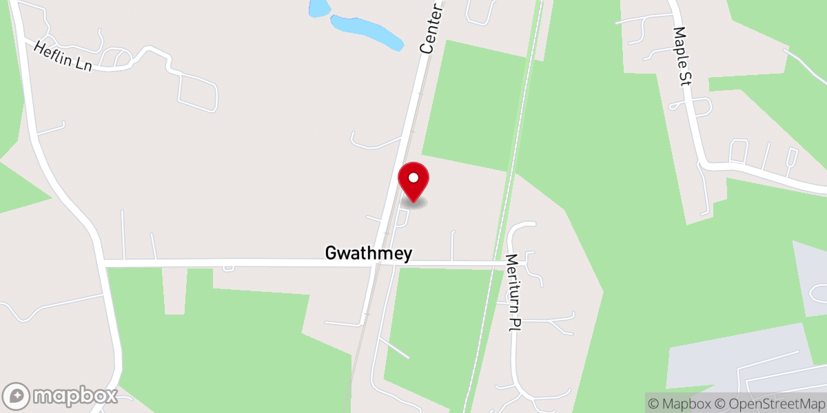 Map showing location of Gwathmey Baptist Church