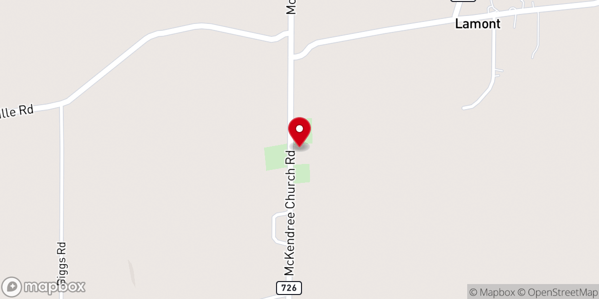 Map showing location of McKendree Church